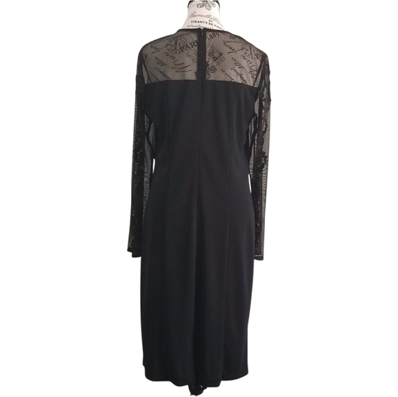 🇨🇦 Frank Lyman 90s minimalist Black Dress With Mesh Sleeves - Picture 4 of 8